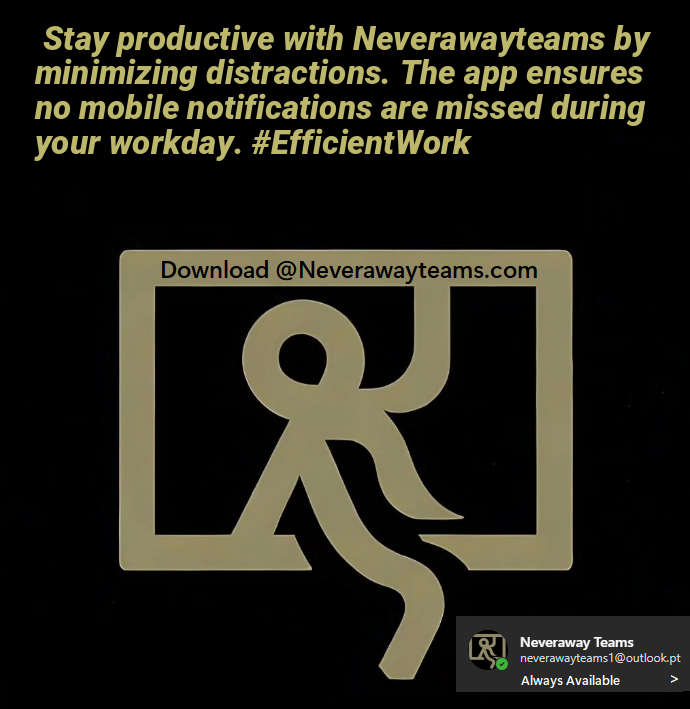 Neveraway_teams's tweet image. 📱 Stay productive with Neverawayteams by minimizing distractions. The app ensures no mobile notifications are missed during your workday. #EfficientWork