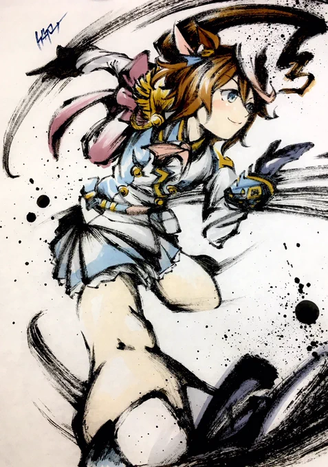 墨絵「トウカイテイオー」  #ウマ娘 #墨絵