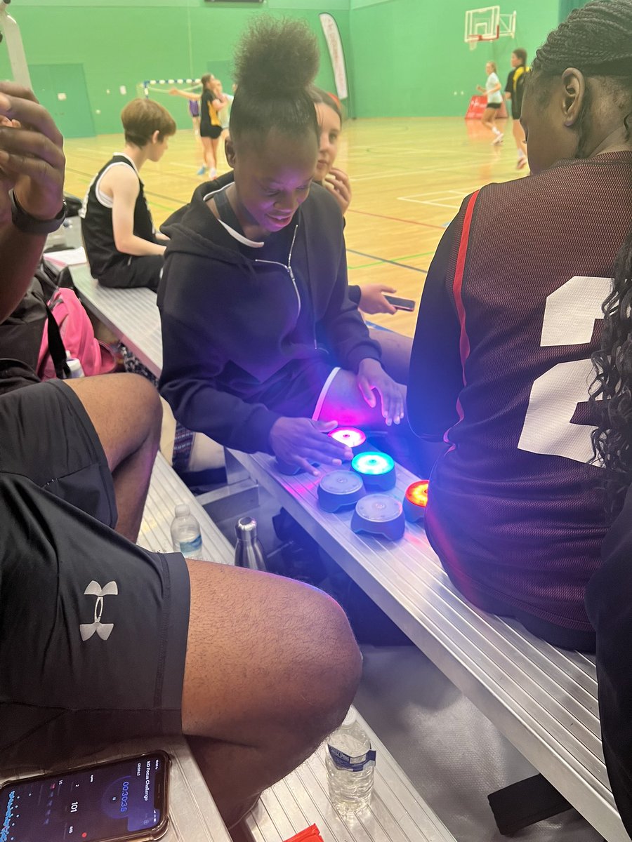 Uno and reaction time lights in our downtime between games. #TeamTrinity #oneteam #handballfinals