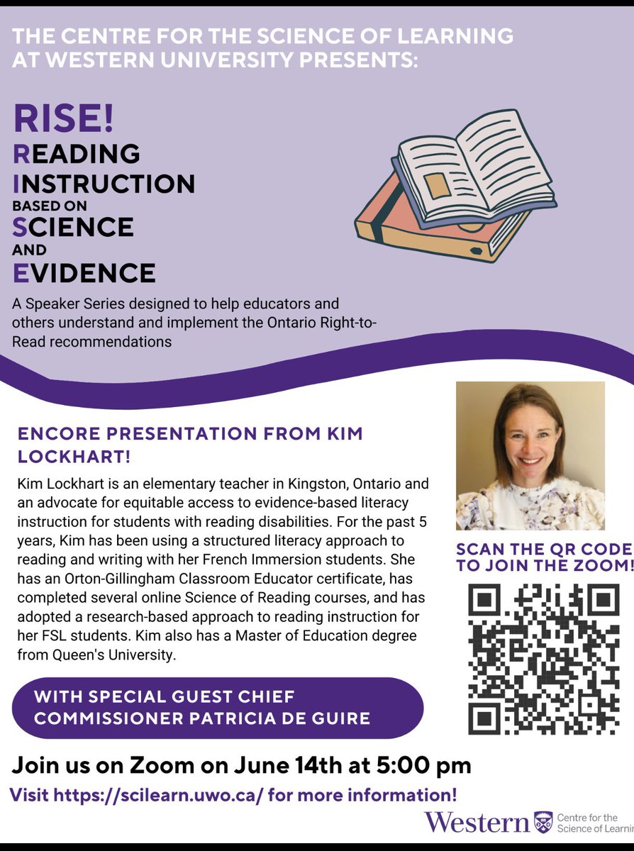 Mme Lockhart (@mmelockhartldsb) on Twitter photo It’s happening!🎉
Please join me and <a href="/OntHumanRights/">The OHRC</a> Chief Commissioner Patricia DeGuire for an encore presentation in the RISE series <a href="/scilearnUWO/">Centre for the Science of Learning</a>!
In this presentation, I’ll share key findings from the #RightToRead report, how I’ve adapted a Structured Literacy approach for It’s happening!🎉
Please join me and <a href="/OntHumanRights/">The OHRC</a> Chief Commissioner Patricia DeGuire for an encore presentation in the RISE series <a href="/scilearnUWO/">Centre for the Science of Learning</a>!
In this presentation, I’ll share key findings from the #RightToRead report, how I’ve adapted a Structured Literacy approach for