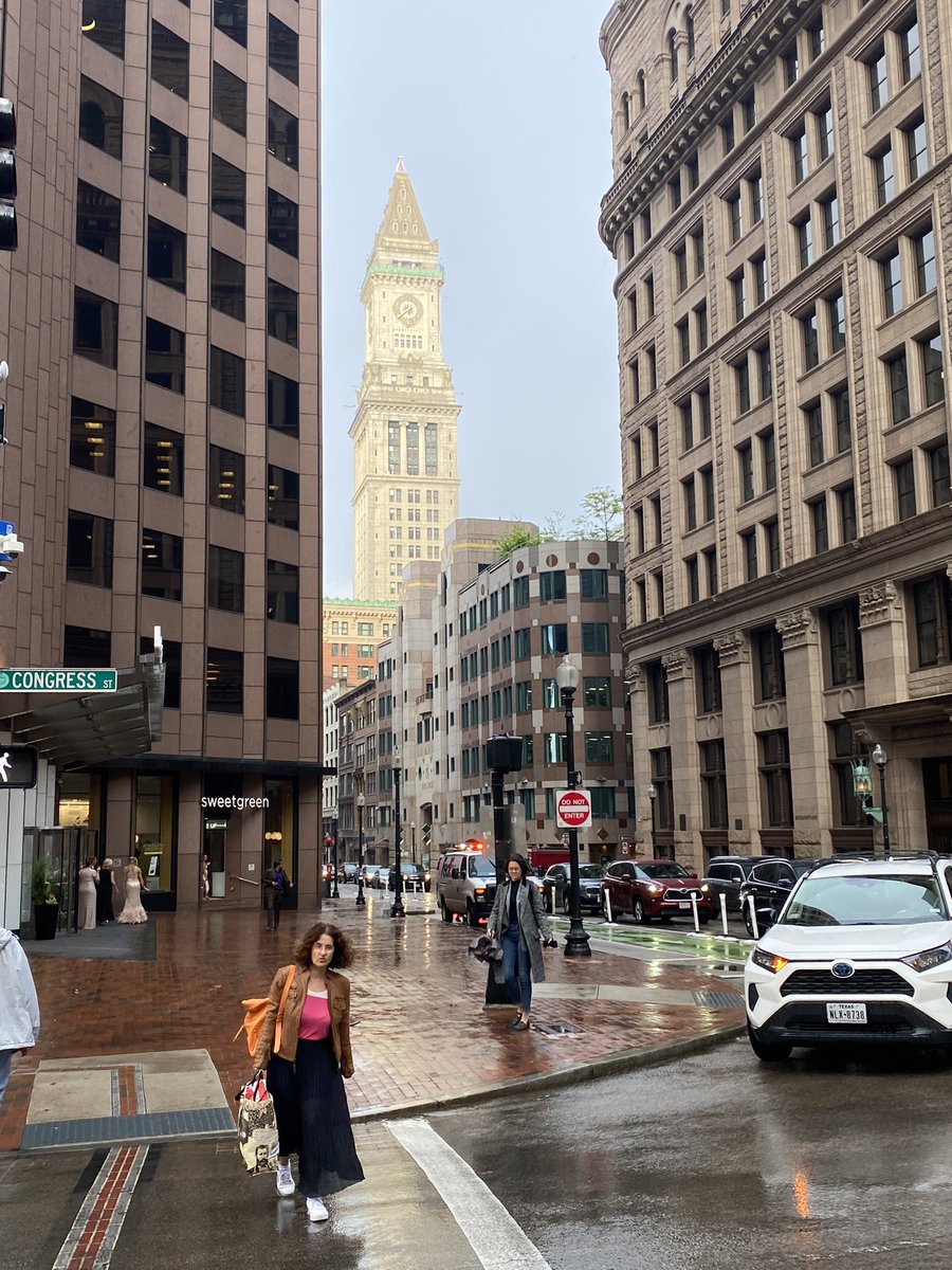 Hello from Boston. The people are carrying umbrellas because when the giant tea pot above them boils, it will pour on their heads. #BostonTeaParty