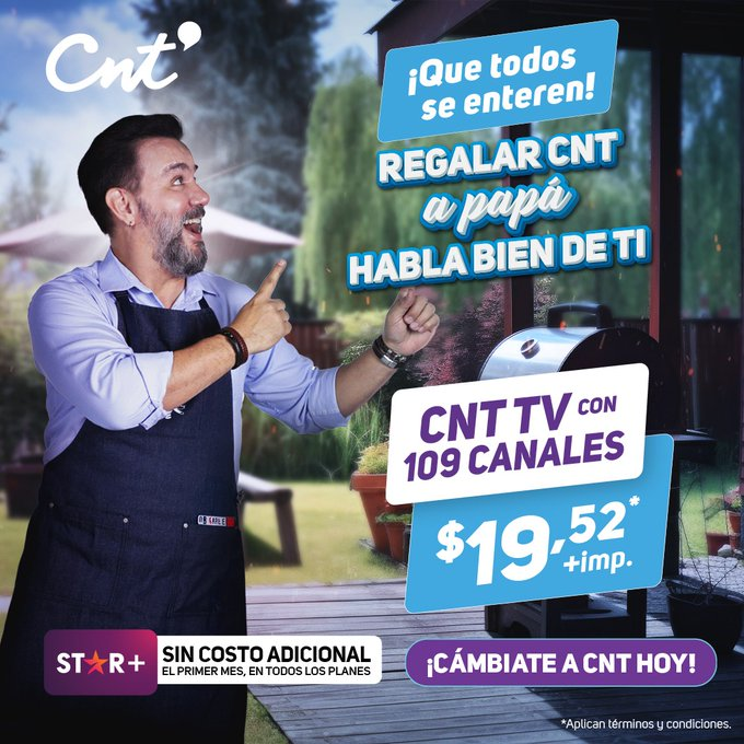 AntonioUbilla1's tweet photo. Siempre será importante ver más feliz a papá, aprovecha  el plan de
@CNT_EC, no encontrarás uno mejor, hazlo ya. ¡ QUE TODOS SE ENTEREN,  REGALAR CNT A PAPÁ HABLA BIEN DE TI ¡ 
Por sol $ 19,52  +Imp. tendrá CNT TV con 109 canales. Se sentirá como el rey de la casa https://t.co/pHAlKwstpE