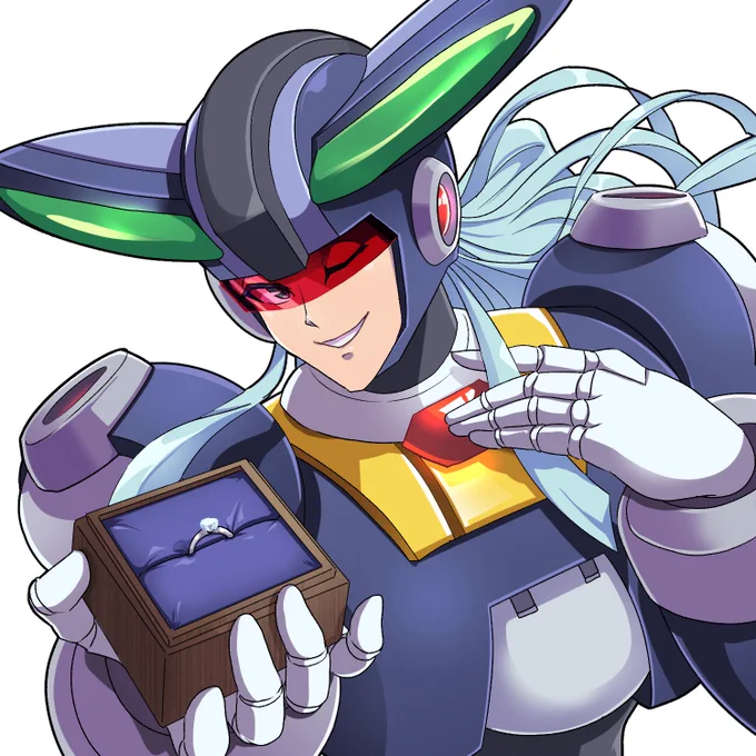 プロポーズの日ですね(大遅刻っっっ)  6月の花嫁にちなんで… ロックマンXのダイナモ、ゼロ、ゲイトの3体でプロポーズイラストを描いてみました〜  花嫁イラストは多く描かれると思いますので、あえて告白する男性陣を描いてみました この中だったら誰から受け取りますか〜?(笑)