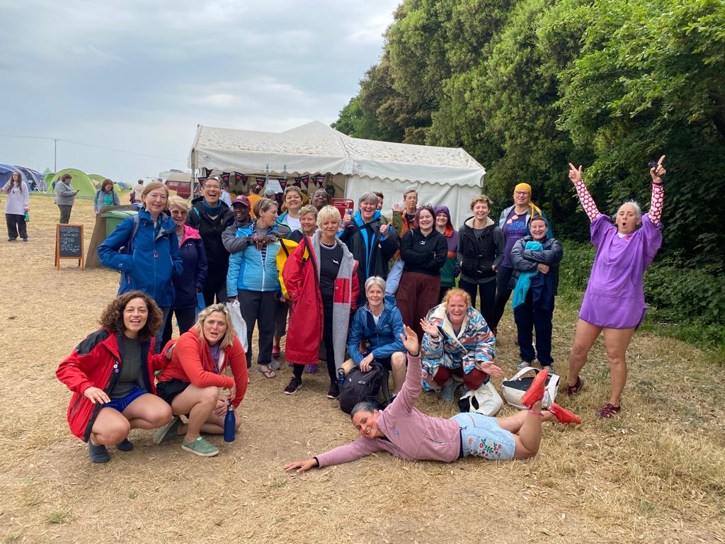 OutandWildlgbtq's tweet photo. The Blue Tits taking us for a 12-noon swim!

@TheBluetitsCS 

#wildswimming #outandwild #wildswimmingwales https://t.co/g0B99fEqos