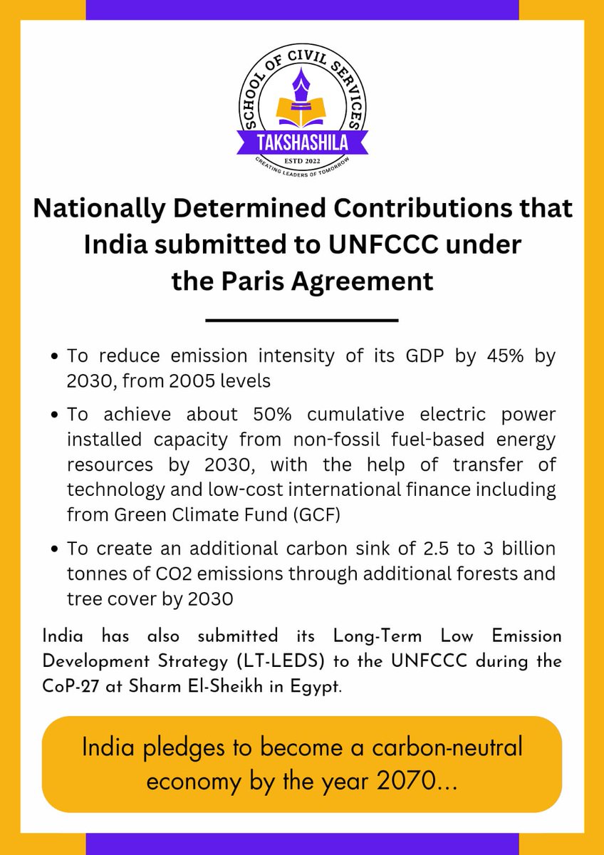 UPSC Tidbits: Environment & Biodiversity 

#environment #geography #climatechange #globalwarming #mcq #upsc #IAS #currentaffairs #GS #generalstudies #parisagreement #cop21 #cop26 #cop27 #indc #india #carbonsink #netzeroemission #carbonneutrality #competitiveexams