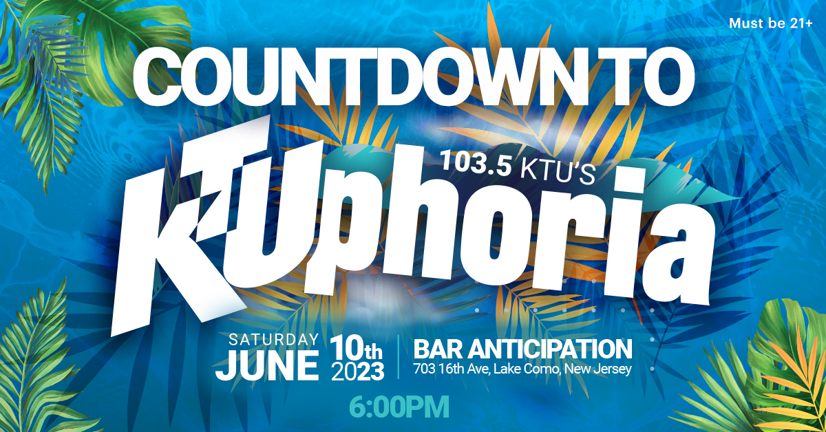 1035KTU's tweet photo. 🚨TONIGHT‼️ Countdown 🥳 to #KTUphoria w/ Live performances 🎶 by @LaidbackLuke @djlodato and @ONEDUOMusic ar Bar Anticipation, NJ 🌊 Come win #KTUphoria tix 🎟 Artist Experiences + more! Thanks to our friends at @COREdrinks @NJTRANSIT  @Mazda_Of_Lodi @budlight @ArmyMidAtlantic https://t.co/SzUWWtfQFG