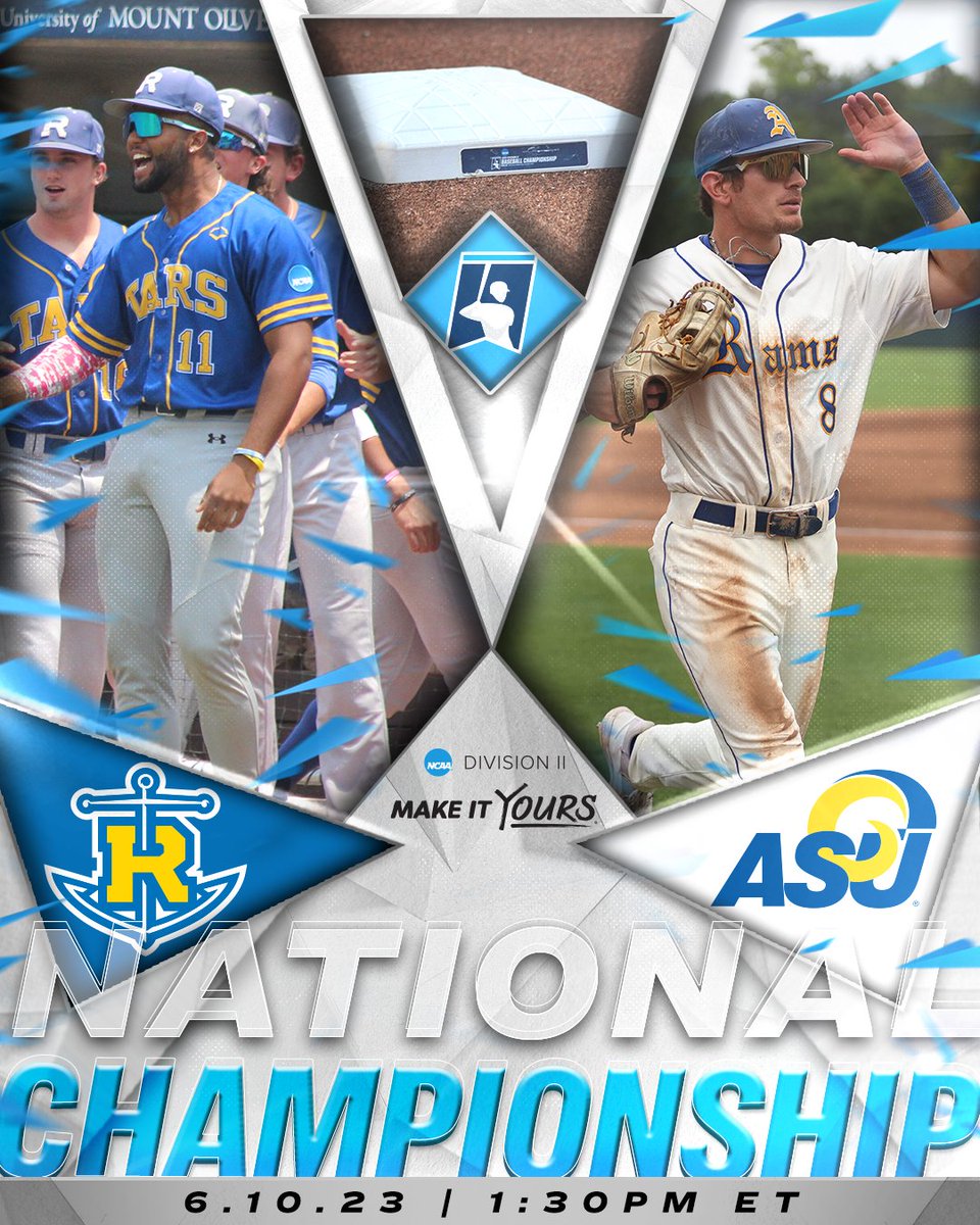 🏆 Day!

The #D2BSB Championship will be decided today with @angeloathletics and @RollinsSports battling for the national title at 1:30 p.m. ET. The Rams need just 1️⃣ win for the title, while the Tars need to win twice. 

💻|📊: on.ncaa.com/D2BSBGame14
📰: on.ncaa.com/23D2BSB