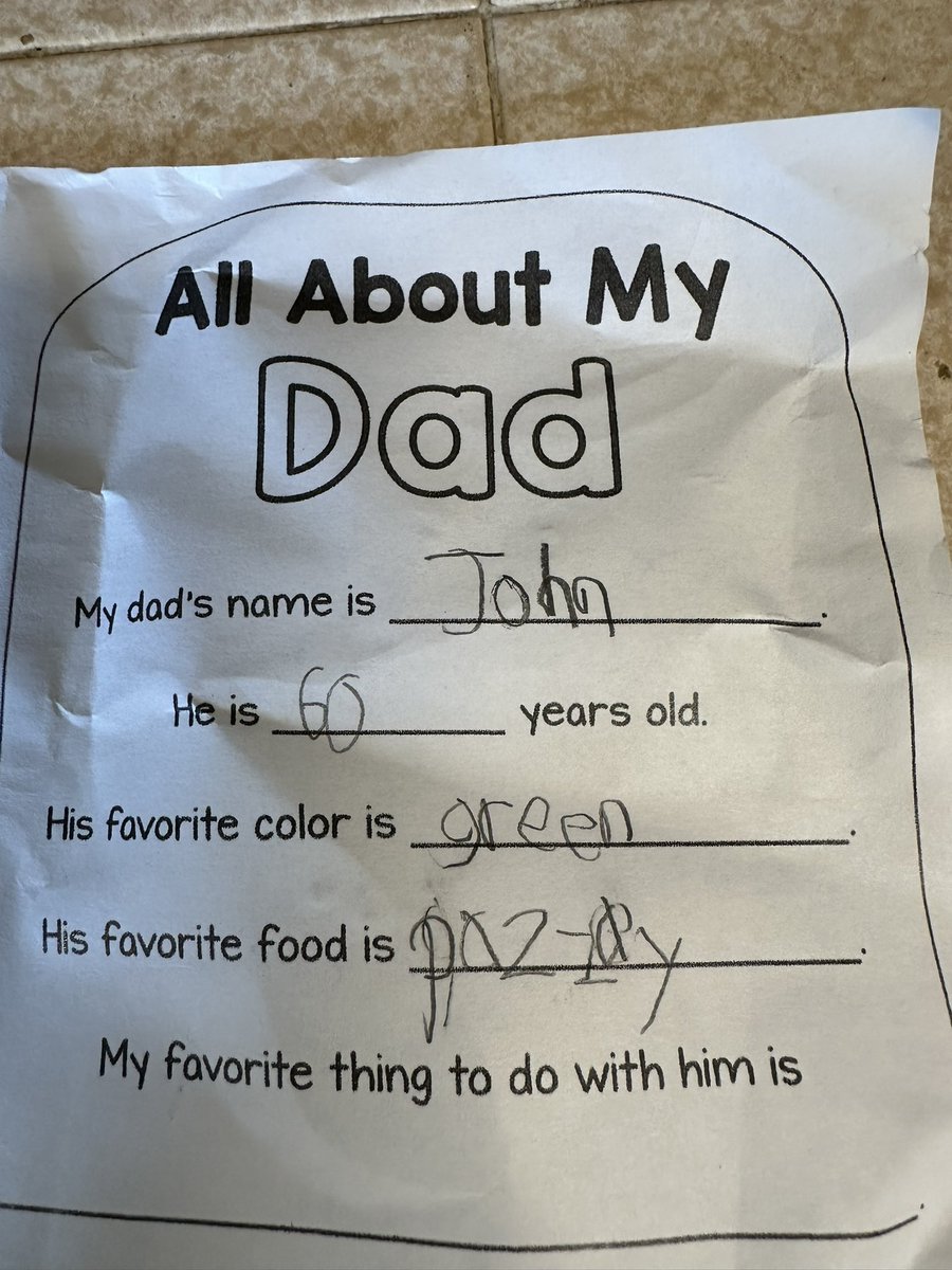 Found this in my son’s bag as I was cleaning it out of all the end of year stuff.
I think I’ve aged pretty well for 45, but I’ve aged miraculously well for 60.
We’ve now had a discussion of how old I actually am.