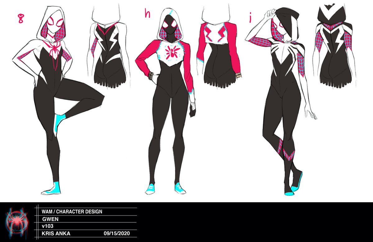 So #spidergwen  We knew we didn't really want to change the formula for her, we wanted a costume that felt different, but the same.  One of my goals was to see if I could get an actual spider logo on her. #AcrossTheSpiderverse