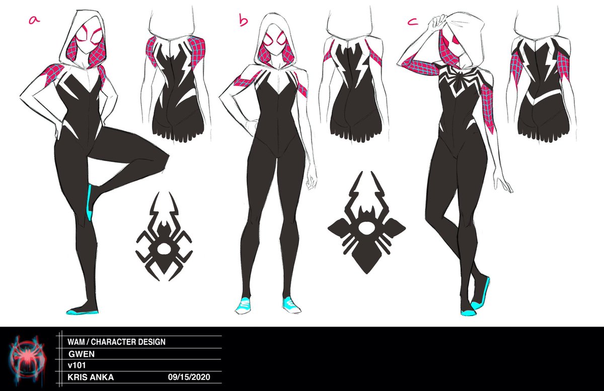 So #spidergwen  We knew we didn't really want to change the formula for her, we wanted a costume that felt different, but the same.  One of my goals was to see if I could get an actual spider logo on her. #AcrossTheSpiderverse