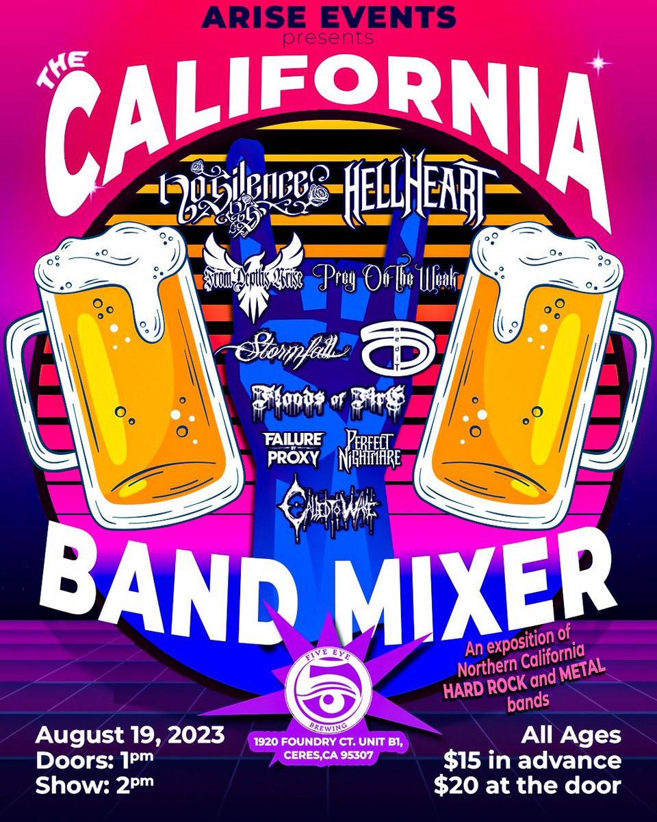 PNBandOfficial's tweet photo. We will be playing our first hometown show in 6 YEARS at Five Eye Brewing in Ceres on August 19th! We will be sharing the stage with a ton of great bands and we hope to see some familiar faces! Hit us up for tickets! https://t.co/1TAVHzAbDw