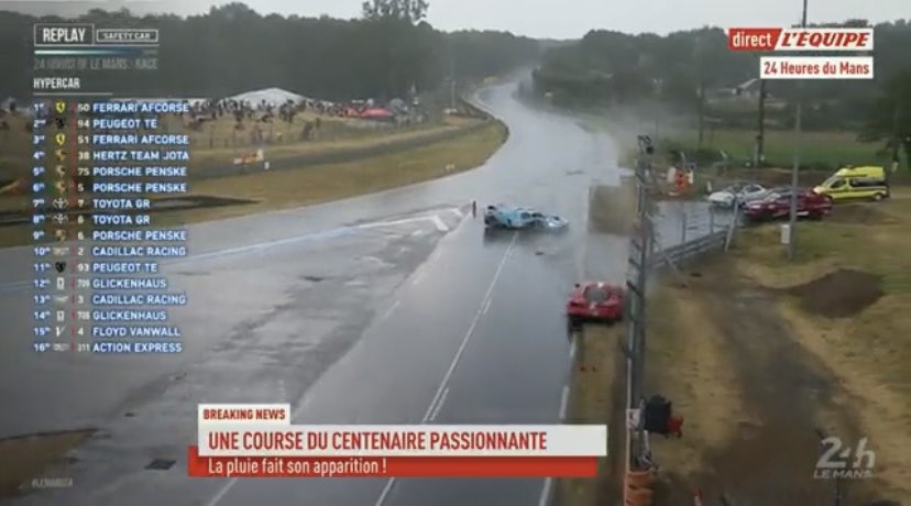 KirkMcGrady's tweet photo. #LeMans24 anyone know where that Ferrari ended up? Looked like it was ready to leave France the speed it was going https://t.co/pkx74k7hZU