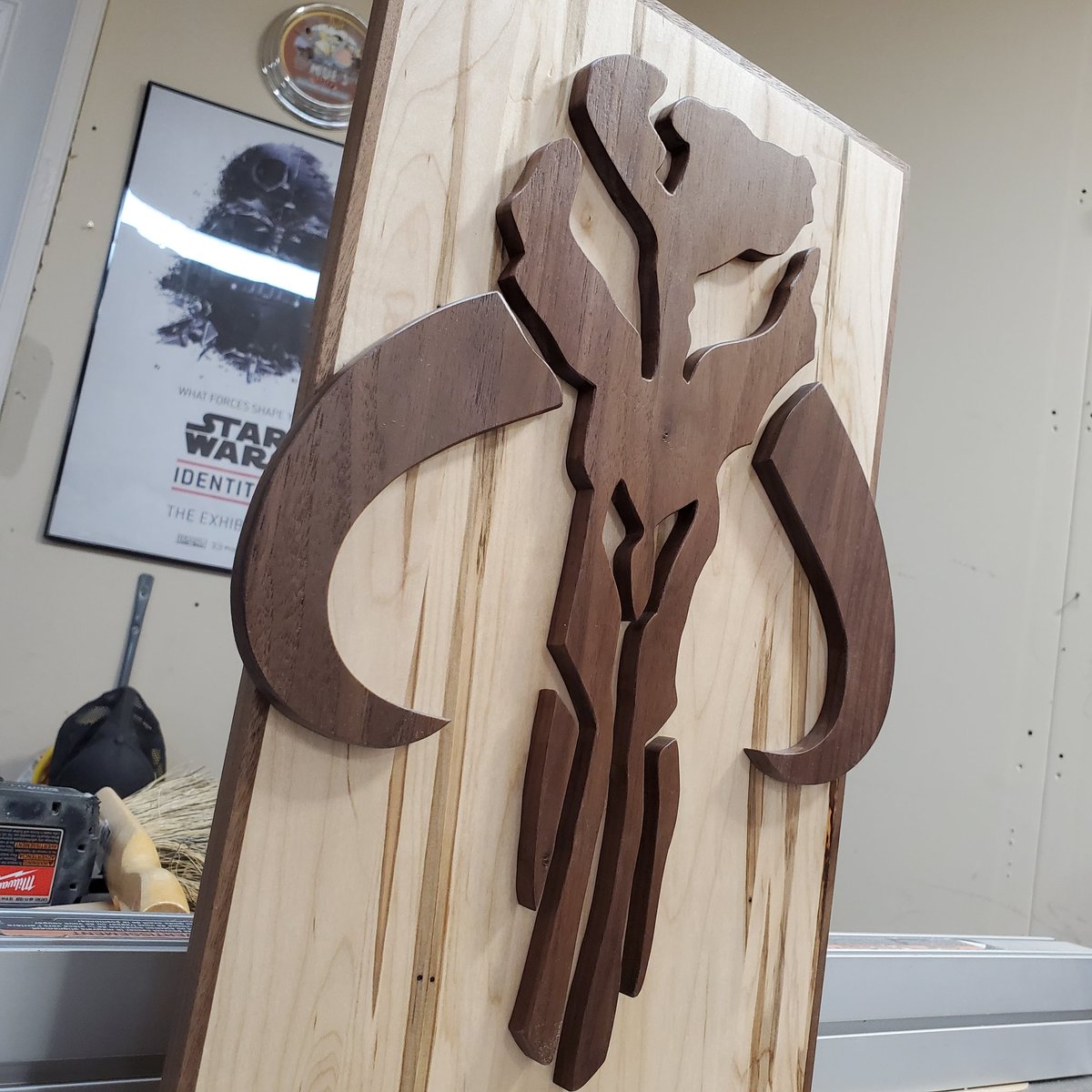 I'm a huge Star Wars fan, loved this project every step of the way. #ThisIsTheWay #bobafett #starwarsart #starwarsfanart #starwarsfan #woodworking #scrollsaw #handmade #hobby #starwars #signmaker #TheMandalorian