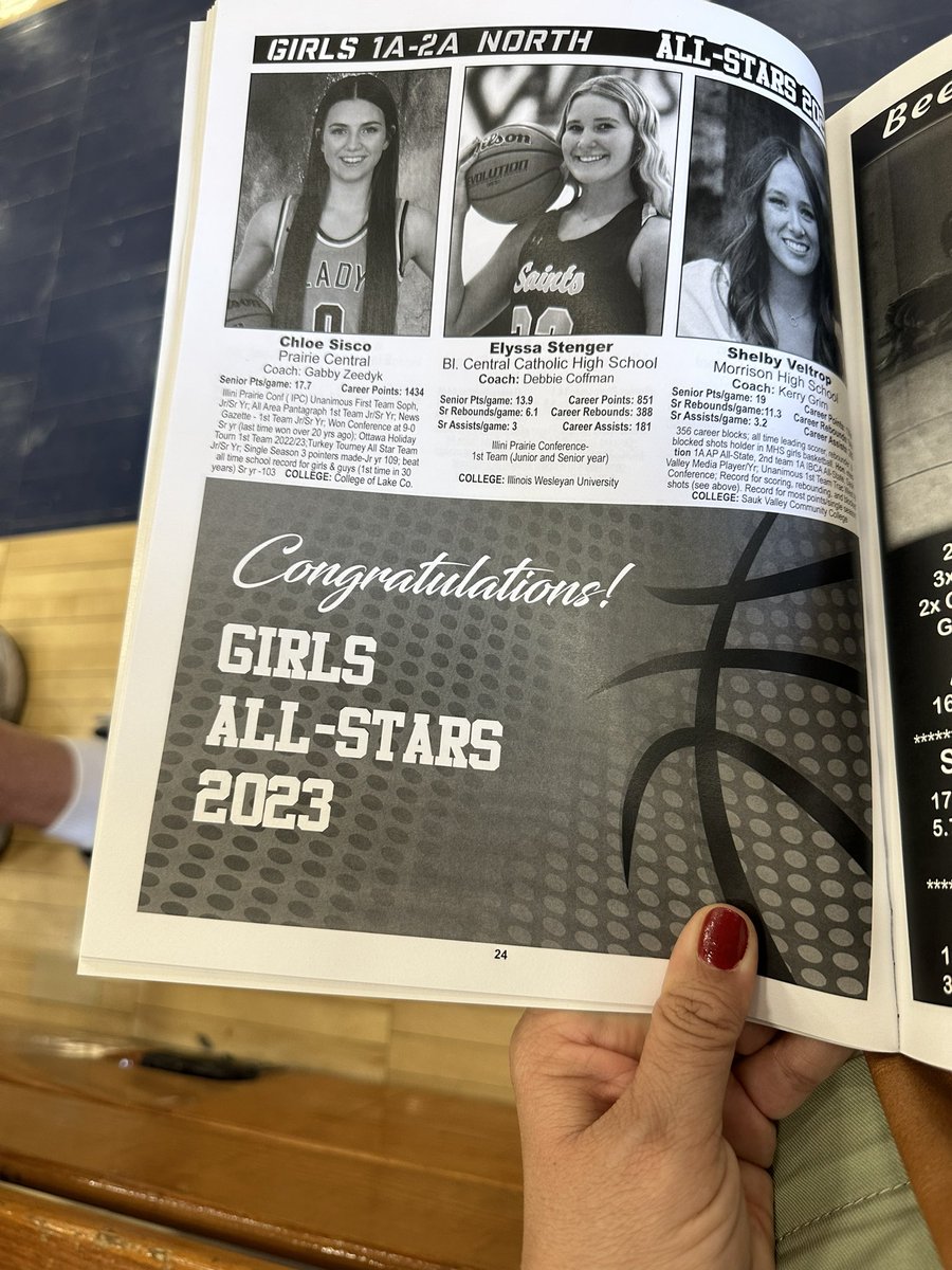 SaintsCchs's tweet photo. Congrats to @IlliniPrairie @ibcacoaches All State athletes @elyssa_stenger and @sisco_chloe Awesome to see you on the floor on the same team!! #IBCAAllState https://t.co/fueyCeF0UG