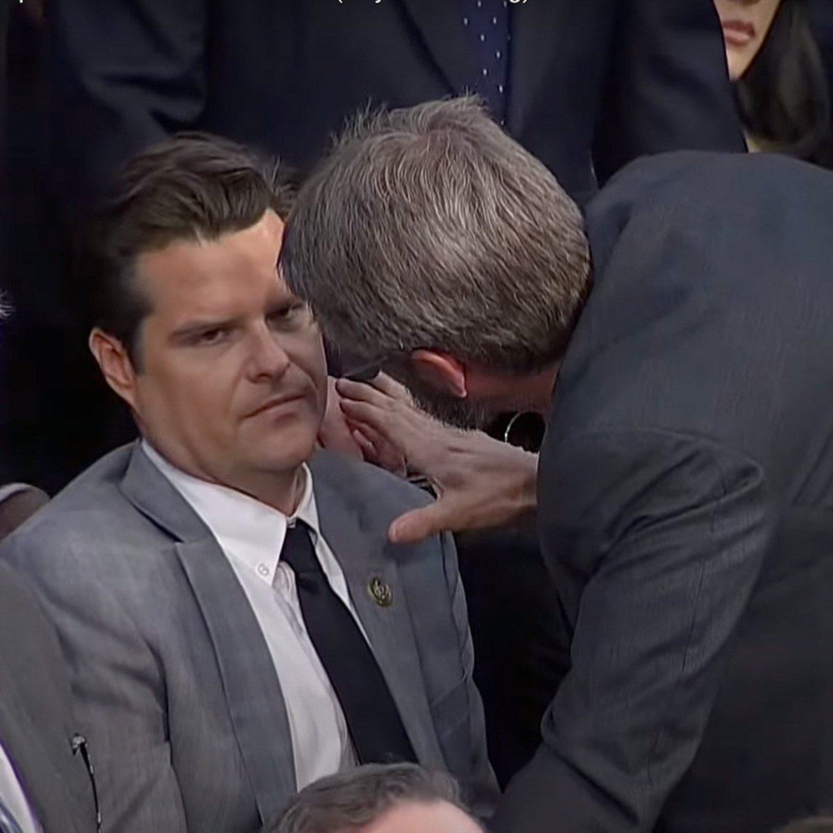 Somehow I believe this moment, and the fact that the ethics committee reopening the investigation into Gaetz are related. 

I’m 100% convinced.