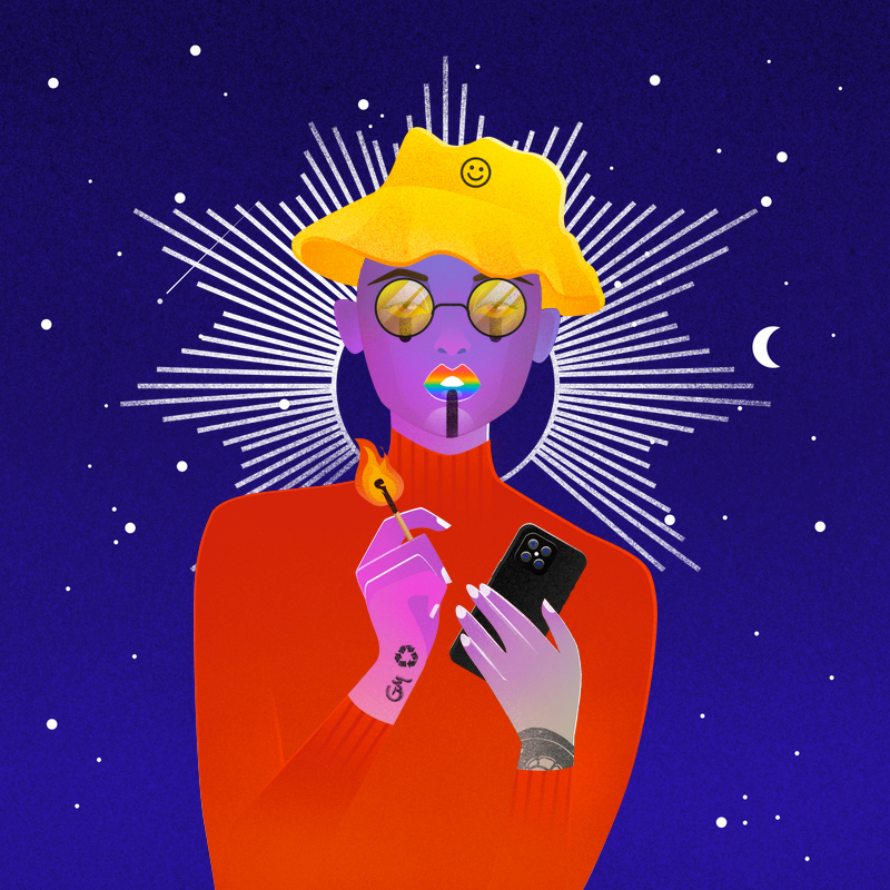 Newly acquired <a href="/therebelsnft/">The Rebels by House of Kalinkin</a> 
This Rebel #7201, it has a GM tattoo.