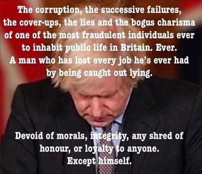 @SusanEacock Agreed. The worst PM, the biggest liar, the most corrupt, the most carelessly incompetent - I could go on. A miserable specimen, let's hope he's gone for good. He has done more damage to this country than anyone.
