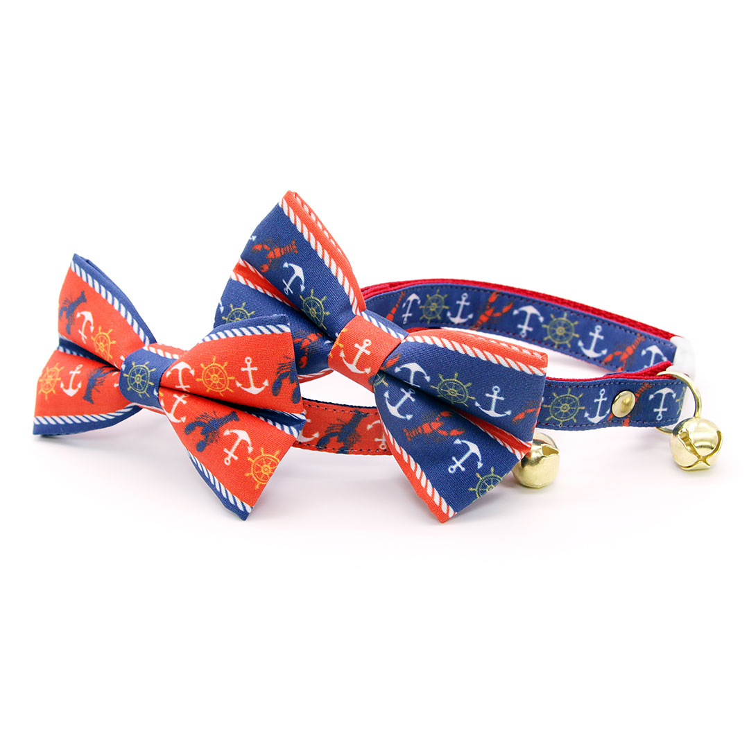 MadeByCleo's tweet photo. It's time to turn up the #yachtrock and hit the high seas!⛵🌊⚓️🦞 Calvin has decided to get into #sailing this summer, so a spiffy new outfit is essential. Happy Caturday!❤️ Featuring "Nautical Sunset" #catcollar &amp; #catbandana ✨ https://t.co/Cu9GrAIkSB #catsoftwitter https://t.co/UYwFMR5l7k
