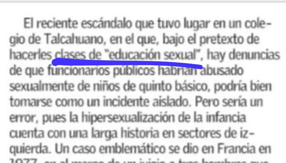 Pese a que hasta el alcalde UDI salió a desmentir la noticia falsa, así comienza la columna de Axel Kaiser en @ElMercurio_cl. Mantiene la mentira de las "clases de educación sexual" en la escuela de Talcahuano.

Esto no es casual ni un error, sostendrán la mentira hasta el final.