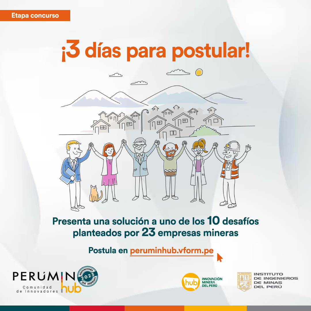 hubinnovacionpe's tweet photo. 🚨 ¡Participa hasta el 12 de junio en el concurso de #PERUMINHub: Innovaciones que despegan!
📣 Presenta una solución que responda a cualquiera de los 10 desafíos y sé parte de #PERUMIN36.
✅ Postula en https://t.co/c7tYy1ySC8
ℹ️ Descarga las bases en https://t.co/c0E4DPi2dA https://t.co/ntKJYZ6LGI