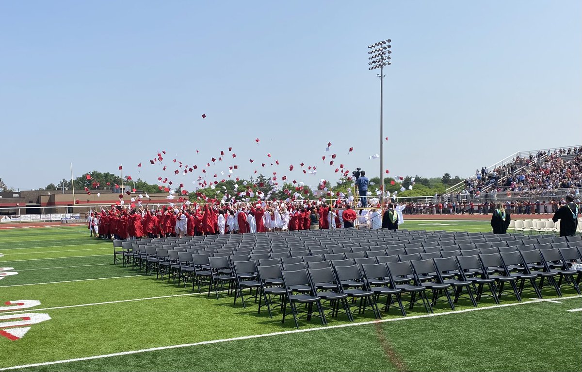 RonRobertsGoCVS's tweet photo. Beautiful day and commencement ceremony for the CVHS class of 2023. I wouldn’t mention this to U of M fans but red looks great on the football field. 

Go The CVS………..! https://t.co/075nPmqLRH