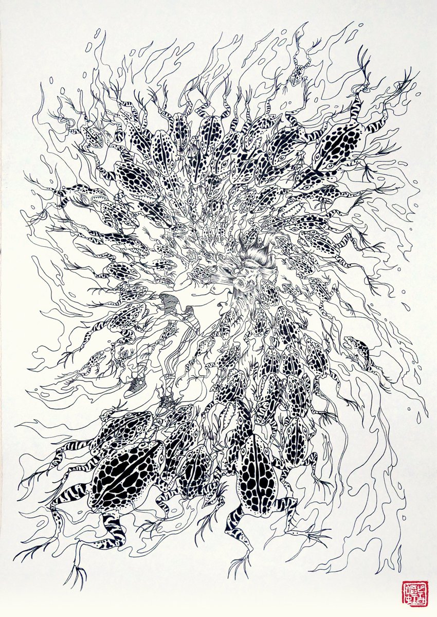 Frog swarm,
ink on paper
🐸🐸🐸