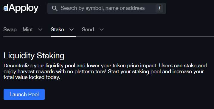 Launch a liquidity staking on your own time using no-code with #dapploy. Get a referral address here t.me/dapploy to further the discounts. Go now to app.dapploy.xyz to launch your next utility