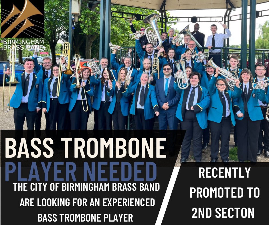 Due to a very exciting opportunity  The City of Birmingham Brass Band are on the look out for an experienced Bass Trombone player

We’re a friendly bunch! A little nuts, but mainly a family! 

If you’re interested and want more information about the position please get in touch!