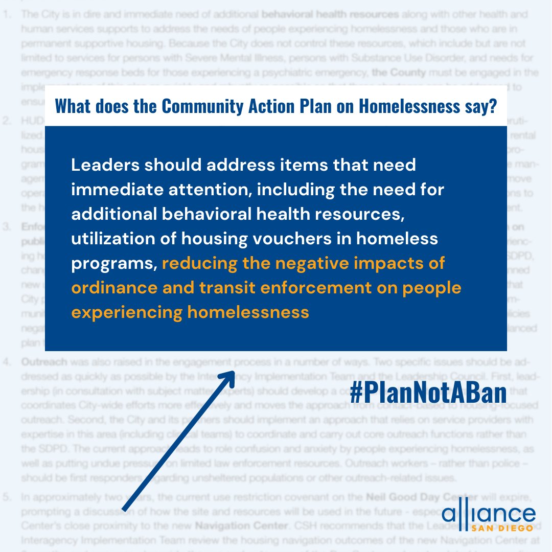 In 2019, @SDCityCouncil approved the Community Action Plan on Homelessness, which was developed by national experts to reduce homelessness by preventing people from falling into it and helping them get out of it. We need to implement this #PlantNotABan. bit.ly/plannotaban