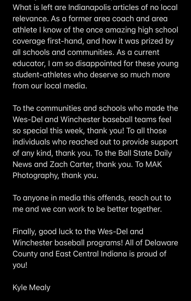 Good luck to Wes-Del and Winchester baseball teams today! #WDpride @wesdelbaseball @WinchesterComm1 @WD_Athletics