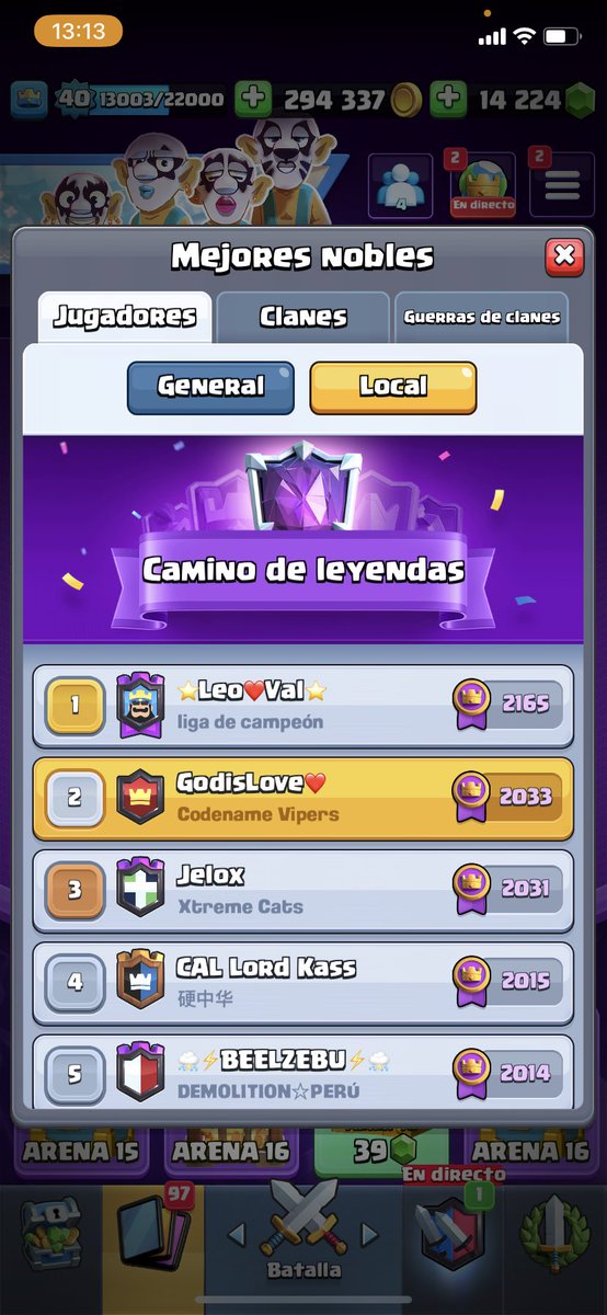 Agrego en mi cuenta lvl 13los que me sigan y apoyen el twt link.clashroyale.com/?clashroyale:/…
Comentar su nick