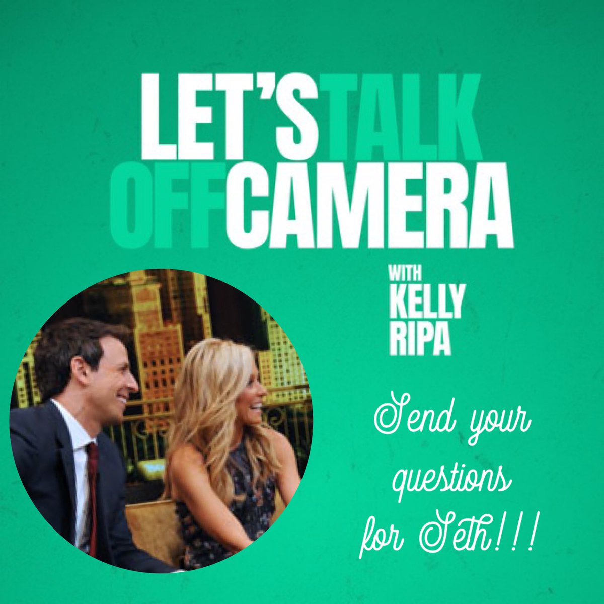 On a new episode of #LetsTalkOffCamera my upcoming guest is @sethmeyers! Tweet questions for him below! stitcherapp.com/kelly