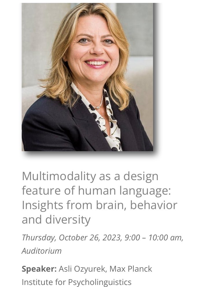 Prof. Asli Ozyurek @ozyurek_a (@ozyurek_a) on Twitter photo Very excited and honored to be giving one of the keynote lectures at the Neurobiology of Language Conf this fall neurolang.org/2023/ and my first talk in a real French Castle !!! 👇🏼👇🏼👇🏼#snl2023 Very excited and honored to be giving one of the keynote lectures at the Neurobiology of Language Conf this fall neurolang.org/2023/ and my first talk in a real French Castle !!! 👇🏼👇🏼👇🏼#snl2023