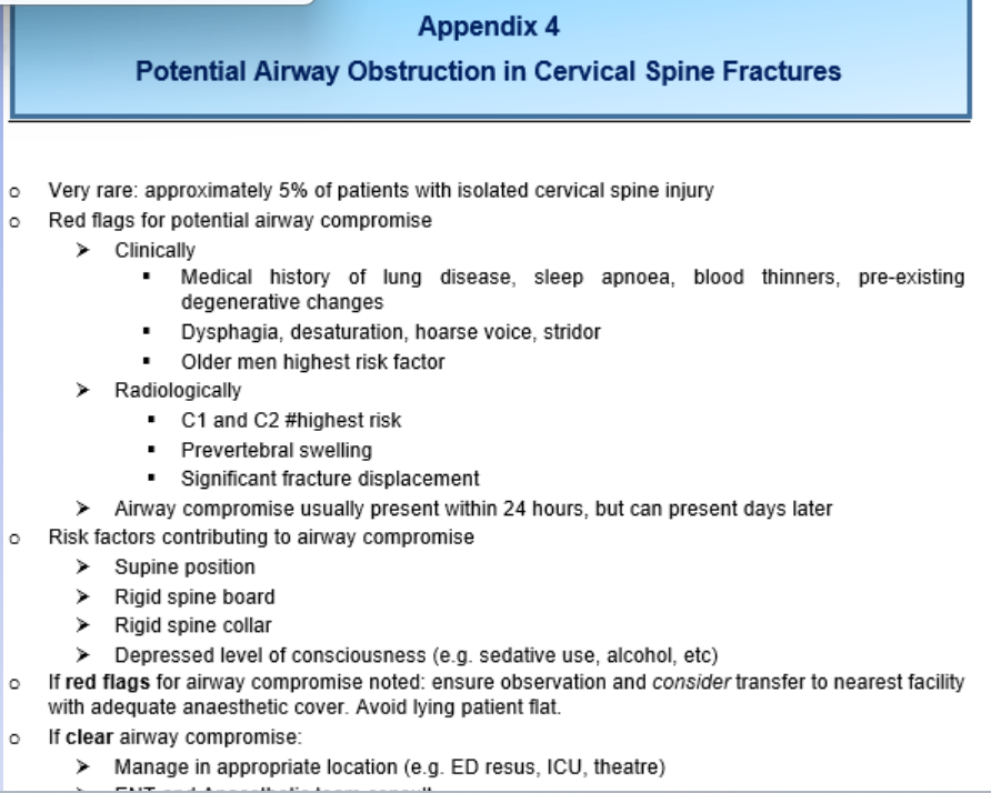 @drtintin99 @SMHMajorTrauma @elderlytrauma @DrGeorgePeck @cerysamorgan1 @e1v1m1 @BASStrainees @markhwilson We have identified a lot of older patients with C spine injury with airway obstruction. With or without collars. Dysphagia one of the warning signs. Updated our spinal guidelines.#TOPSTrauma. Referenced
pubmed.ncbi.nlm.nih.gov/19820572/.
Don't lie them flat. Paper being written.