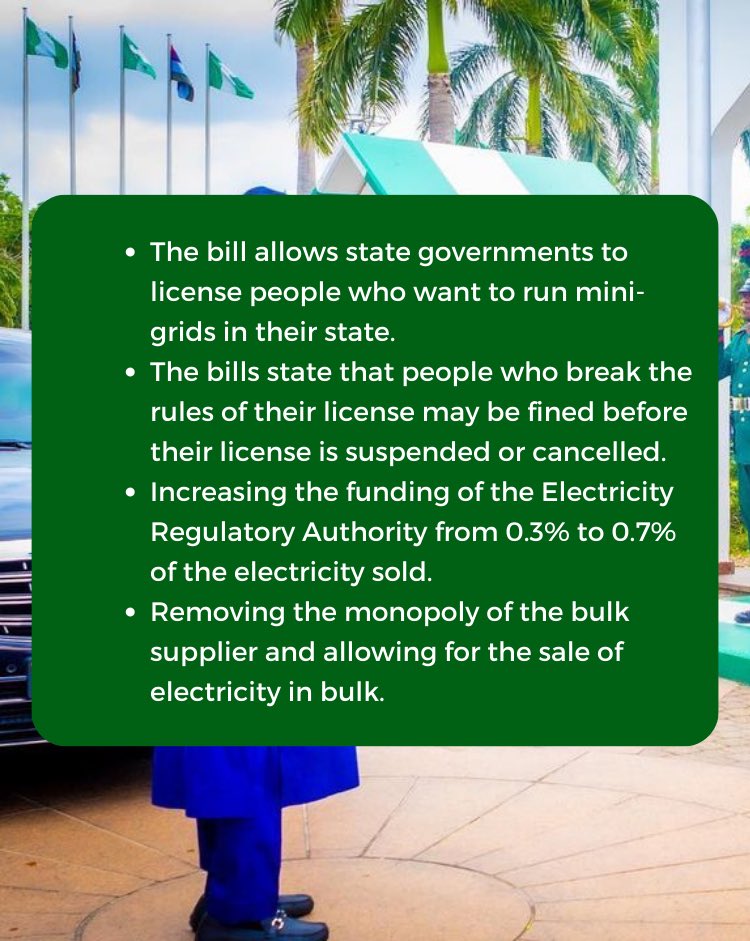 ymonitorng's tweet photo. President Bola Tinubu has recently enacted the new Electricity Bill, signifying a remarkable departure from the outdated Electricity and Power Sector Reform Act of 2005.
Swipe to see what you need to know about the new bill.
#YMonitor
#YMonitorSpotlight https://t.co/osPlWRg50i