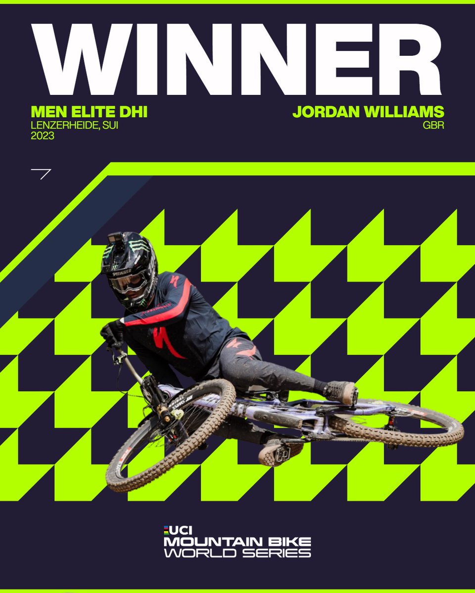 UCI_MTB's tweet photo. Jordan Williams 🥇 makes his mark in Lenzerheide! 

Men Elite DHI debut ✅
Men Elite DHI win ✅ 
Beat favourite + teammate Loïc Bruni ✅

@MTBworldseries #MTBWorldCup https://t.co/7TWUm2UI7E