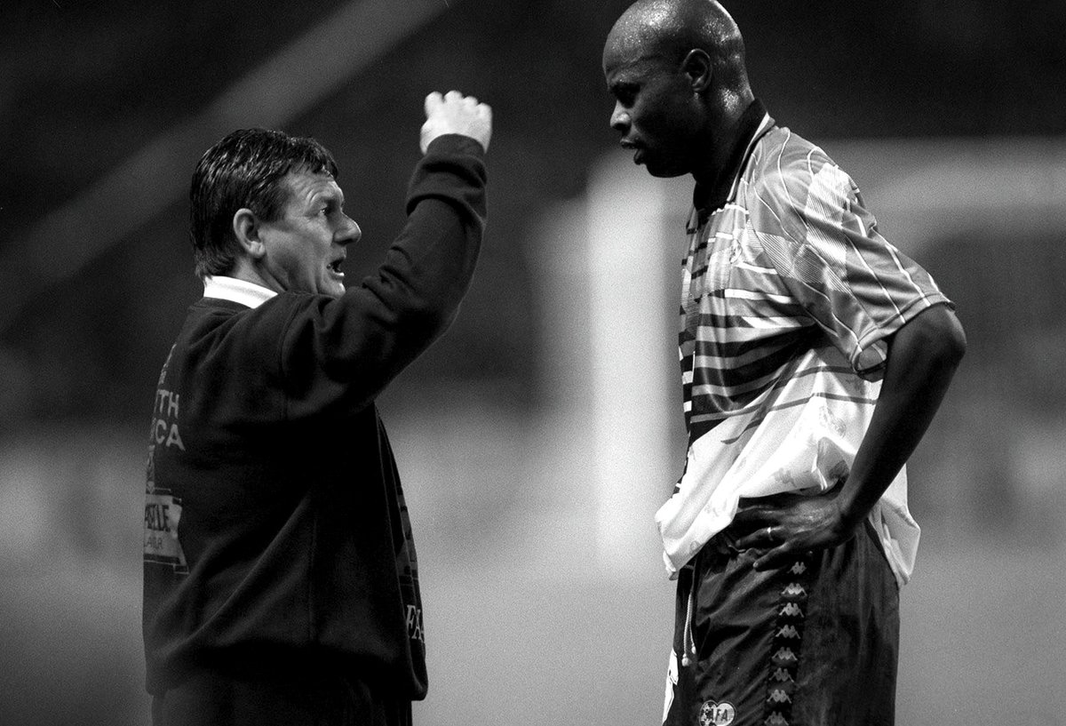 MapsMaponyane's tweet photo. The man with a plan that helped bring South African football fans joy, as Bafana Bafana's coach, with AFCON success in 1996. 
Rest In Peace Clive Barker 🙏🏾🕊 https://t.co/GDr2lfA4rh
