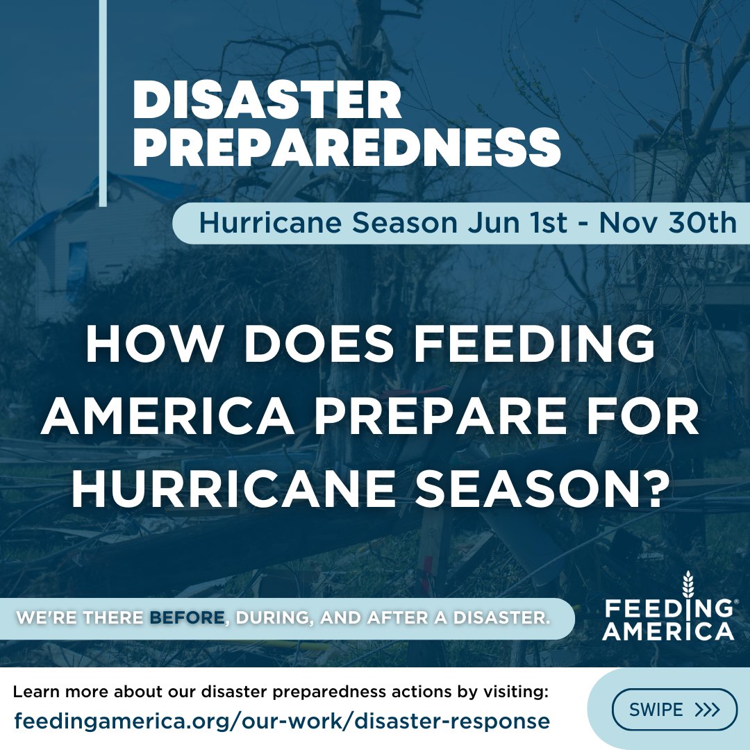 FeedingAmerica's tweet photo. June marks the beginning of the Atlantic hurricane season. Feeding America has been working harder than ever to prepare for what Mother Nature may have in store this hurricane season. We're there before, during, and after a storm.

Learn more by visiting: https://t.co/A55TkOzUpt https://t.co/Hql2J9jeAy