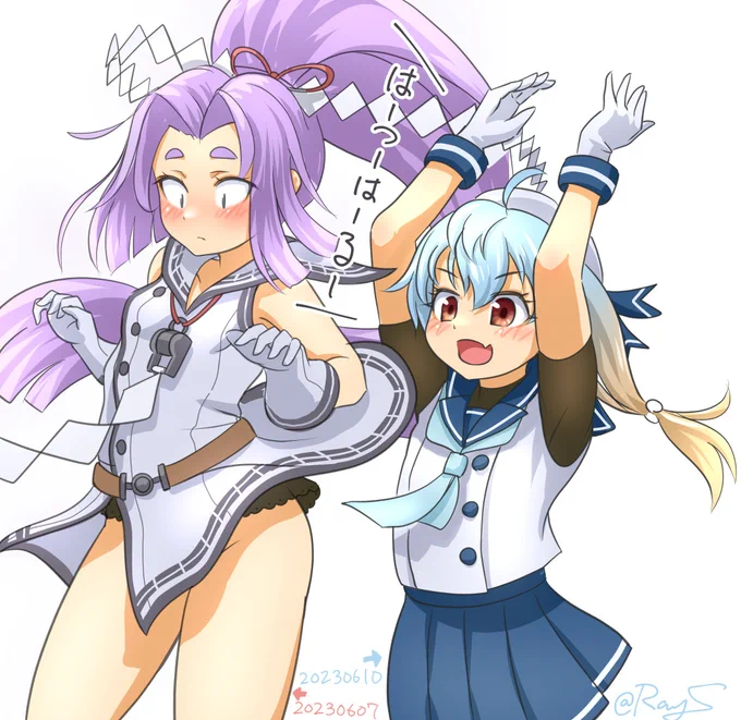 佐○さん×初春#艦これ版深夜の真剣お絵描き60分一本勝負#艦これ版真剣お絵描き60分一本勝負_20230610佐しかあってねぇ!6/7のワンドロに加筆 