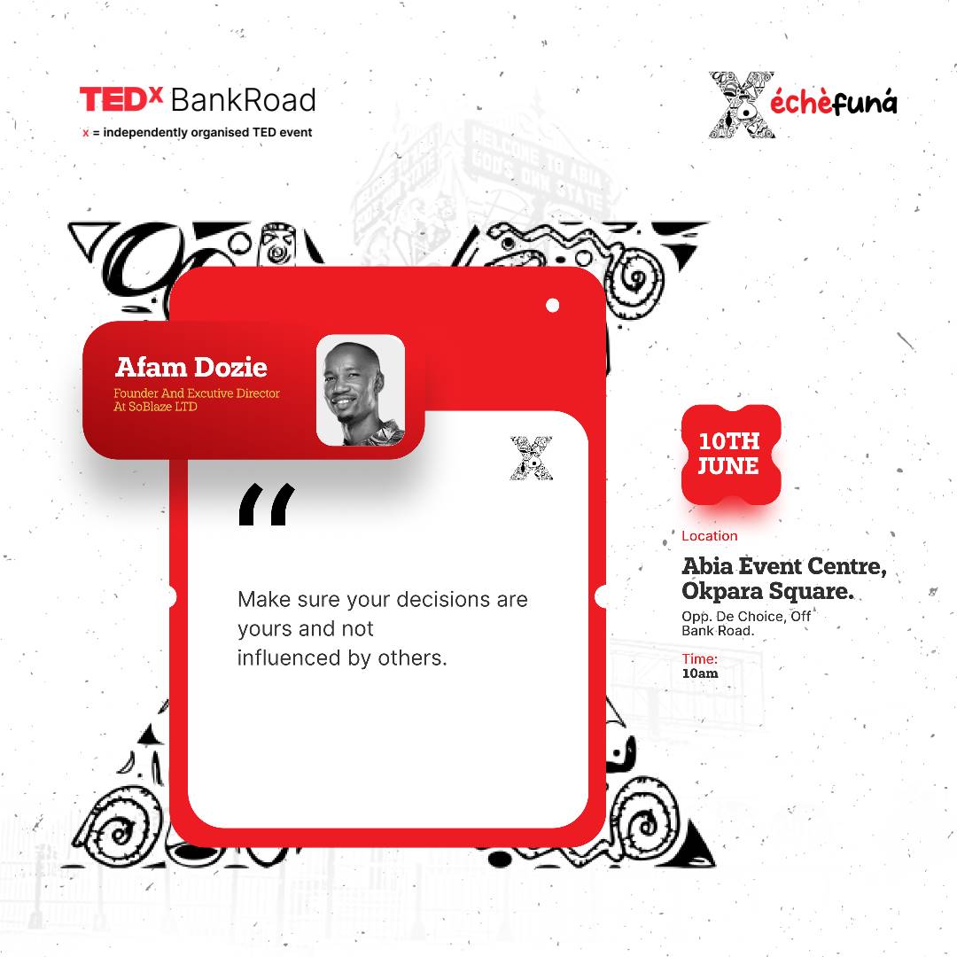 EmmaOfficial_15's tweet photo. If you believe in yourself, you'll go as high as you come.
Read through the visuals.
#SpeakersSession
#TEDxBankRoad #TEDx #TEDEvents #TEDTalks #TEDSpeakers #Echefuna https://t.co/6aZPBZ9dDD