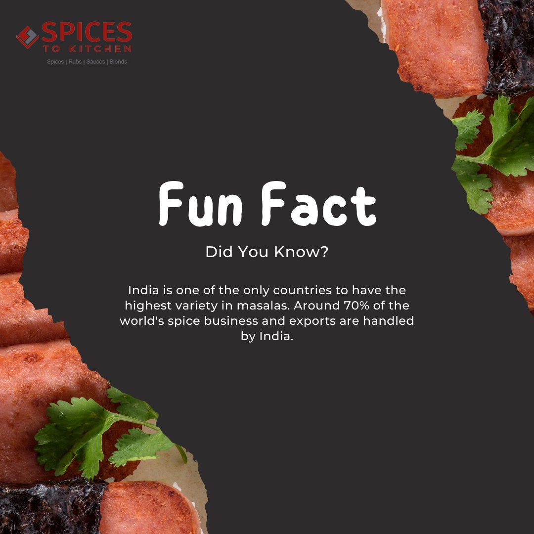 spicestokitchen's tweet photo. Did you know? India boasts the highest variety of masalas in the world! 🌶️🇮🇳 From aromatic garam masala to fiery red chili powder, the flavors of Indian cuisine are as diverse as its culture. https://t.co/KdhQURlD40
