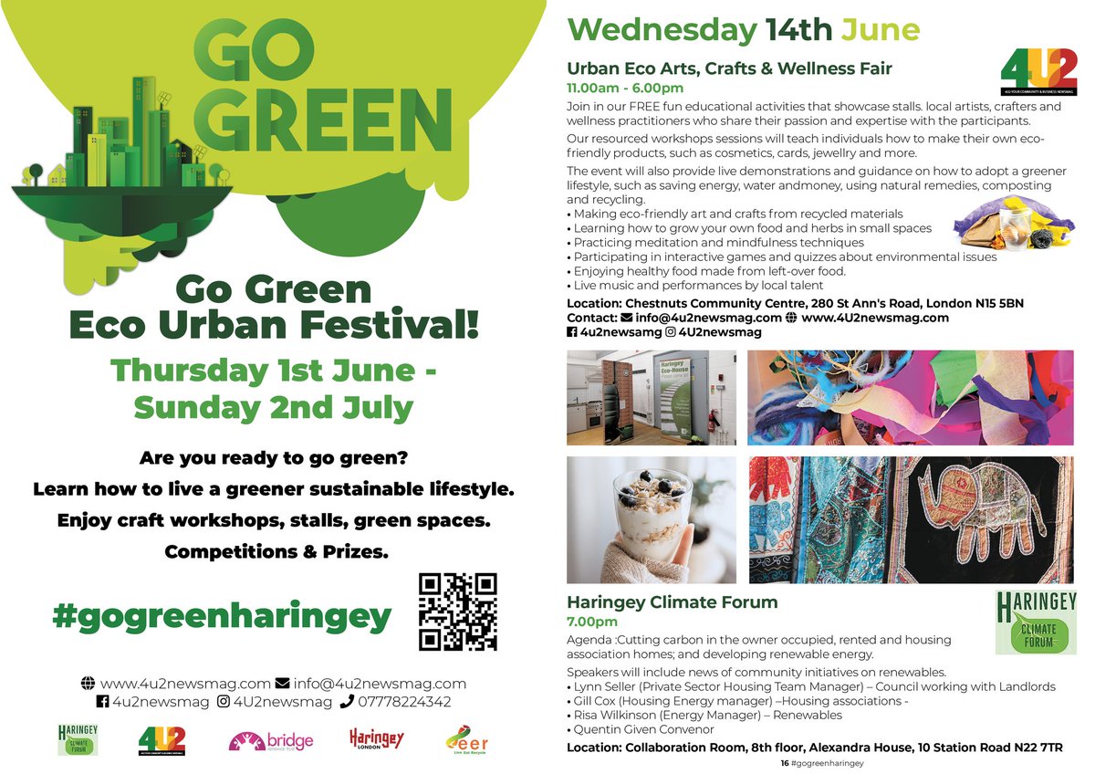 THIS WEDNESDAY 14TH JUNE AT <a href="/chestnutscomm/">Chestnuts Community </a> centre! 
Lots of stalls, free creative workshops, pampering and enrichment from 11am-6pm 
Just turn up! 
#gogreenharingey Eco-Urban Festival 23
#tottenham #gogreen #greenweek #upcycle #haringey #ecoawareness #ecoconciousness #environment