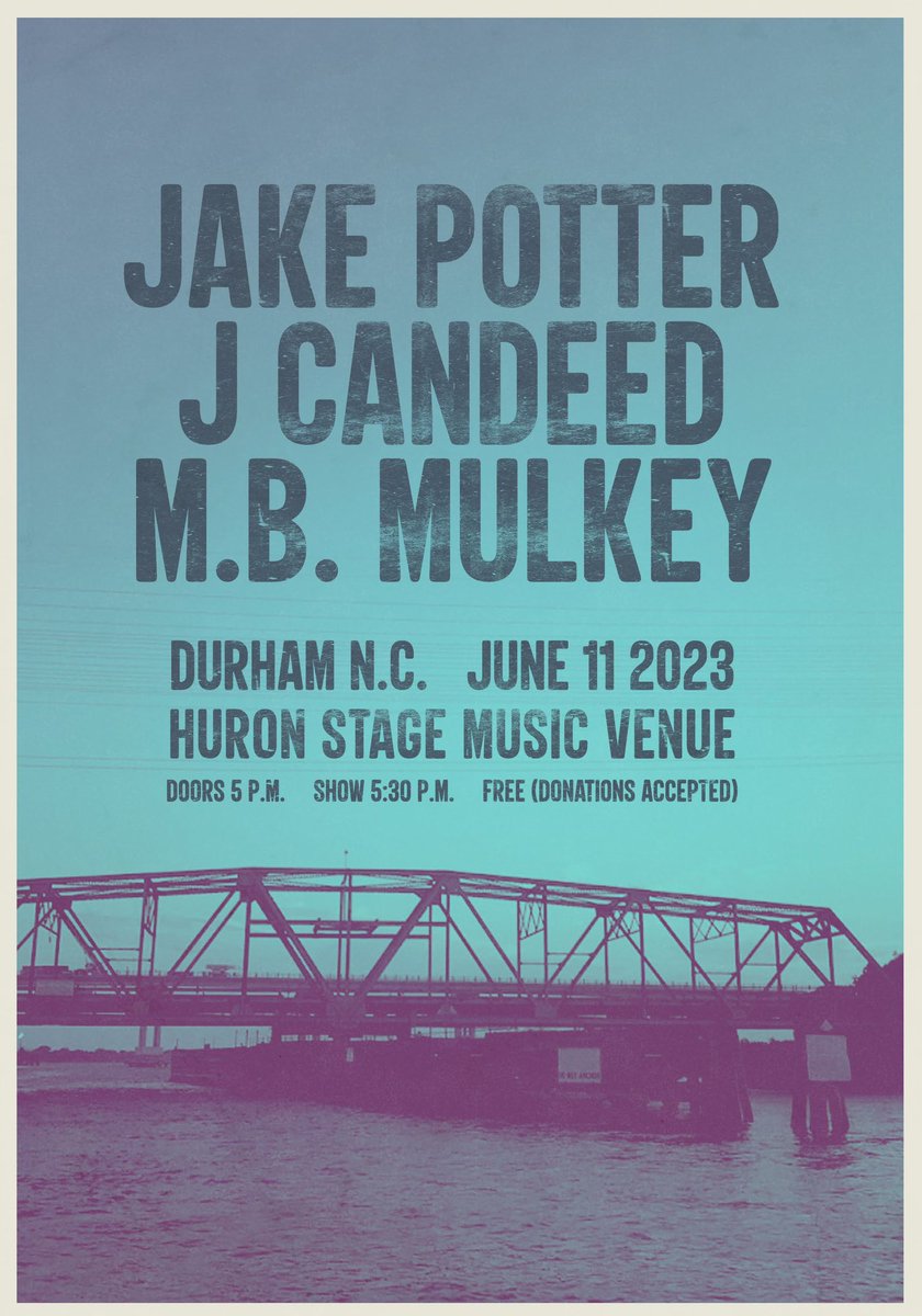 Got a full band show coming up tomorrow night in Durham, NC at the Huron Stage. Doors at 5, my pals <a href="/JCandeed/">J Candeed</a> and M.B. Mulkey get you moving first then we shut it down. See ya there, Bull City.