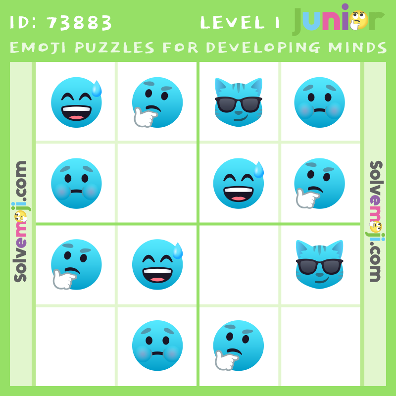 solvemoji's tweet image. Math teacher? You will love our puzzles, try this junior 1 puzzle!

#solvemoji  #sudoku #emojis