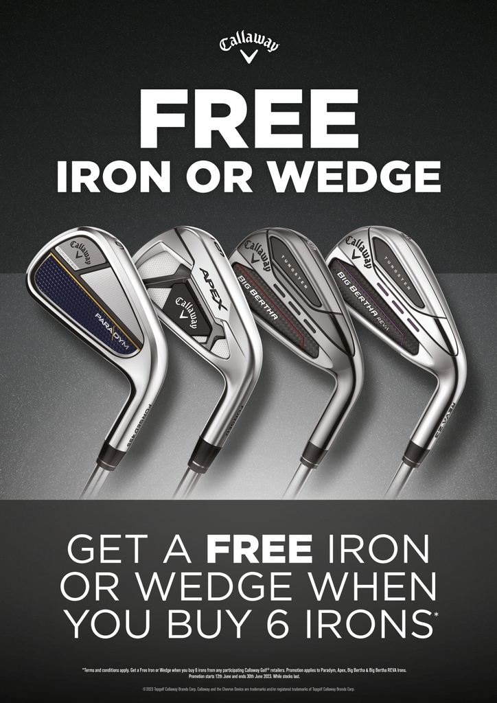 Score a hole-in-one deal with Callaway irons! Get a free iron or wedge with your purchase and improve your game in style ⛳️ 
Limited time only #CallawayGolf #GolfDeals #FairwayWinning