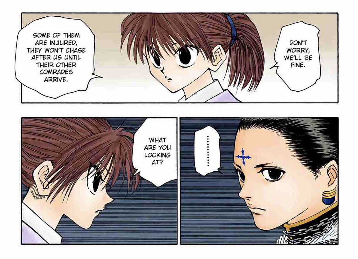 never forget kurapika wore a miniskirt in the manga and chrollo was STARING