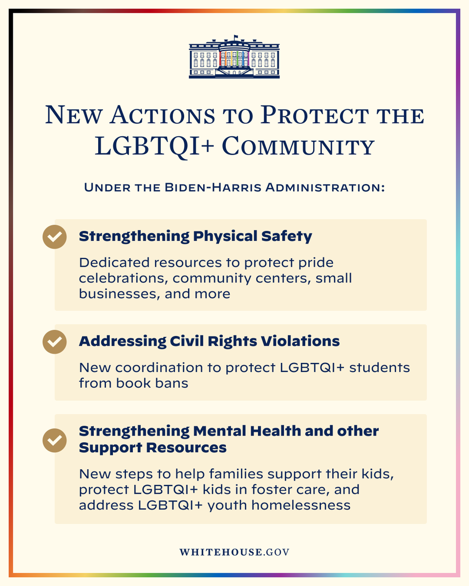 The Biden-Harris Administration stands with the LGBTQI+ community and has their backs in the face of these attacks.