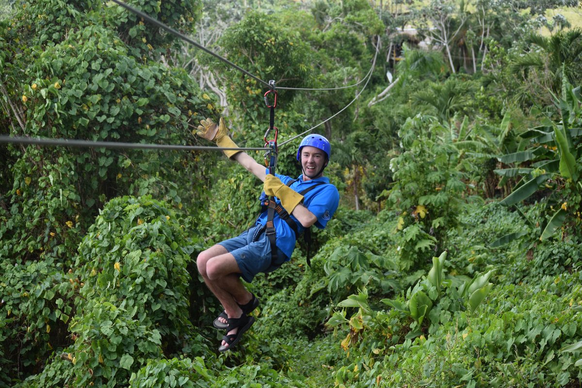 KyleDFL's tweet photo. Context: I’m afraid of heights! 
There was 12 lines of zip lining! No regrets and I’d do it again 😃 https://t.co/SIEGxOuRwT