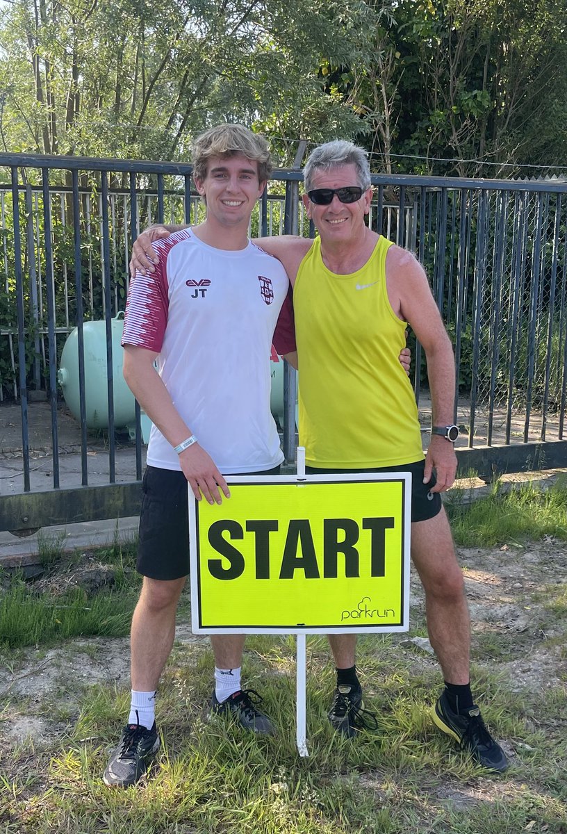 Kagerzoom Parkrun. 
Photo taken after James ambled round in 20min 34s and I arrived 3.5 minutes later!