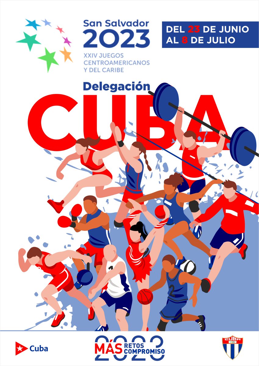 A falta de las precisiones finales que emergerán del cierre de las inscripciones, el lunes, suman 504 (267 hombres y 237 mujeres) los atletas que representarán a #Cuba en los Juegos Centroamericanos y del Caribe de #SanSalvador2023. #MásRetosMásCompromiso